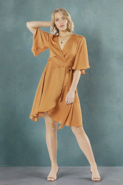 Fate + Becker Mariella Wrap Dress in Apricot