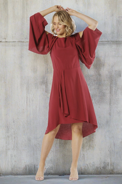 Fate + Becker Marrakesh Cowl back Dress in Plum