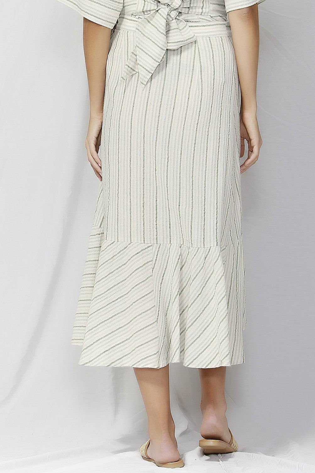 Fate + Becker Naples Linen Frilled Skirt in Stripe SIZE 8 and 10 ONLY - Hey Sara