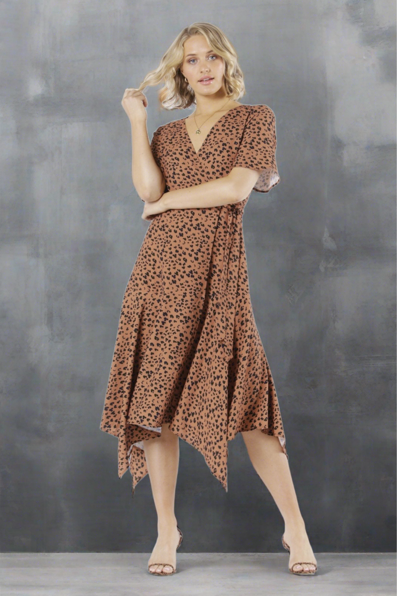 Fate + Becker Under Your Spell Midi Dress in Leopard