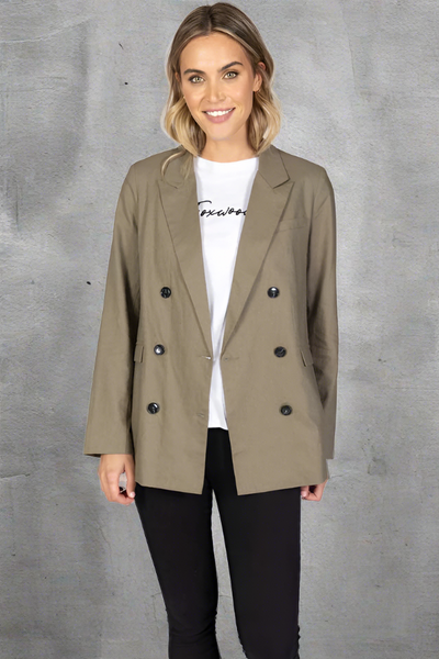 Sass Pippa Linen Jacket in Khaki