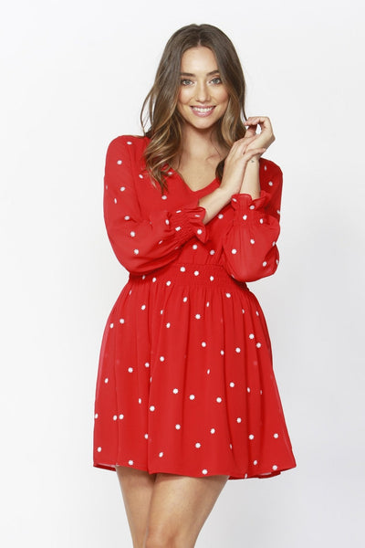 Sass Daisy Fields Embroidered Dress in Apple Red - Hey Sara