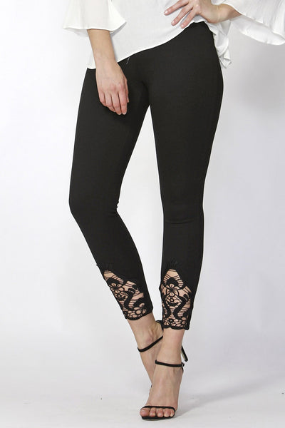 Sass Eli Lace Detail Ponte Pant in Black Size 8 or 10 Only - Hey Sara