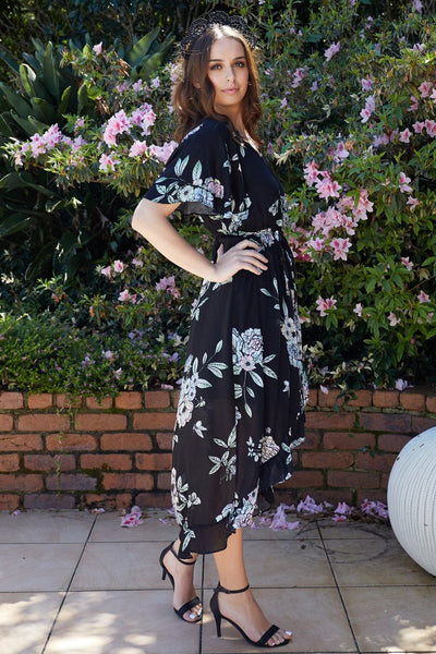 Sass Floral Oasis Wrap Maxi Dress in Print - Hey Sara
