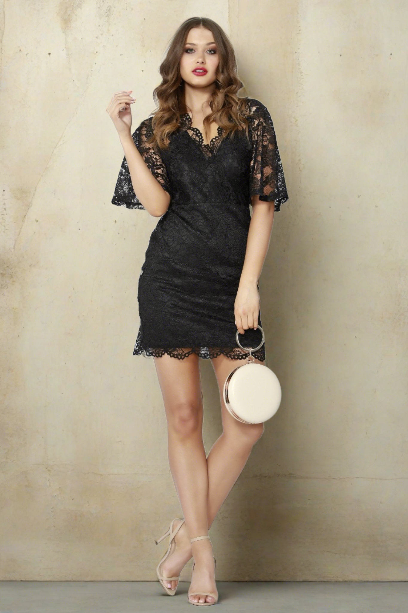 Sass Front Runner Lace Dress in Black