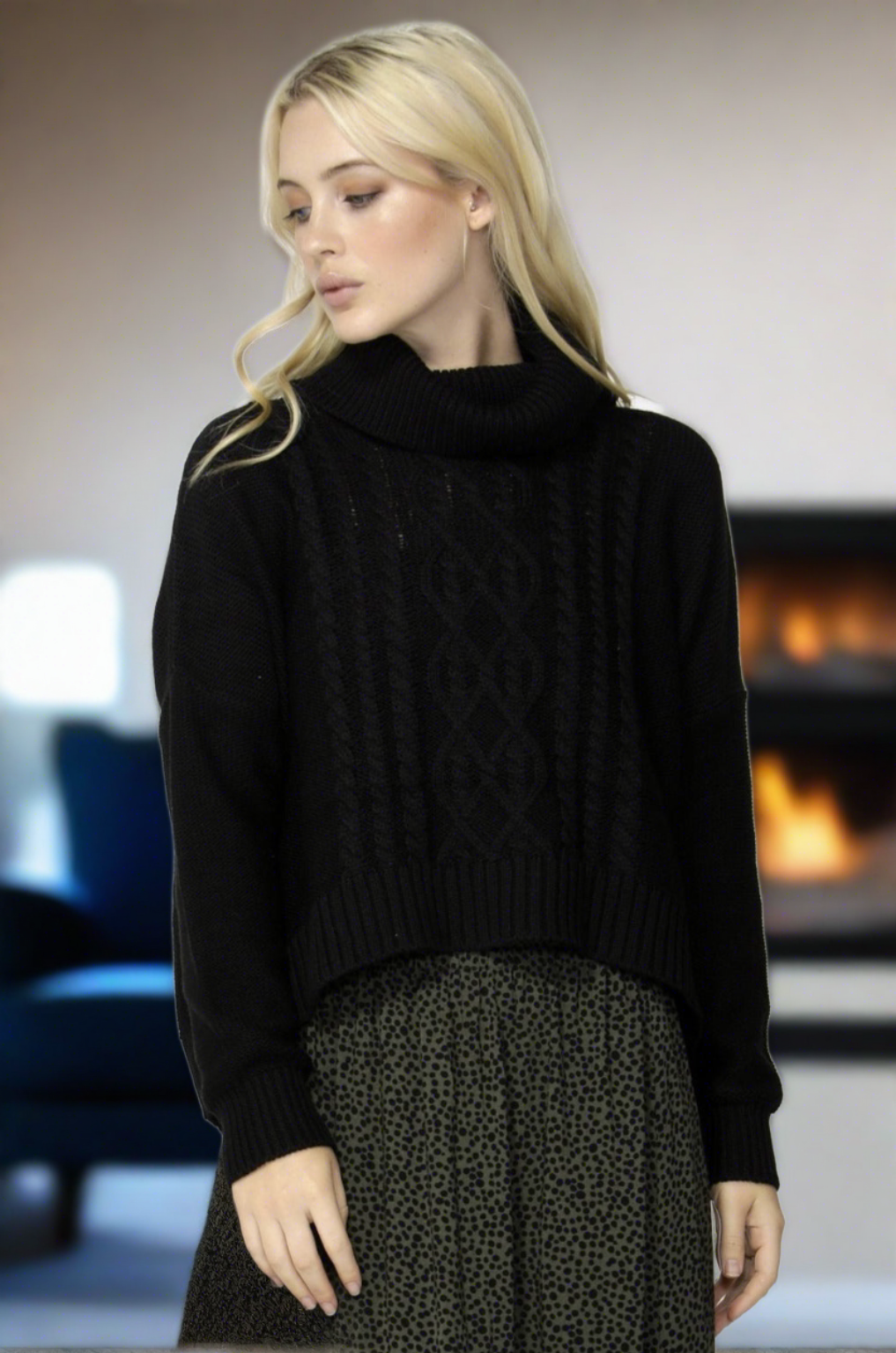 Sass Heated Moments Cable Jumper in Black