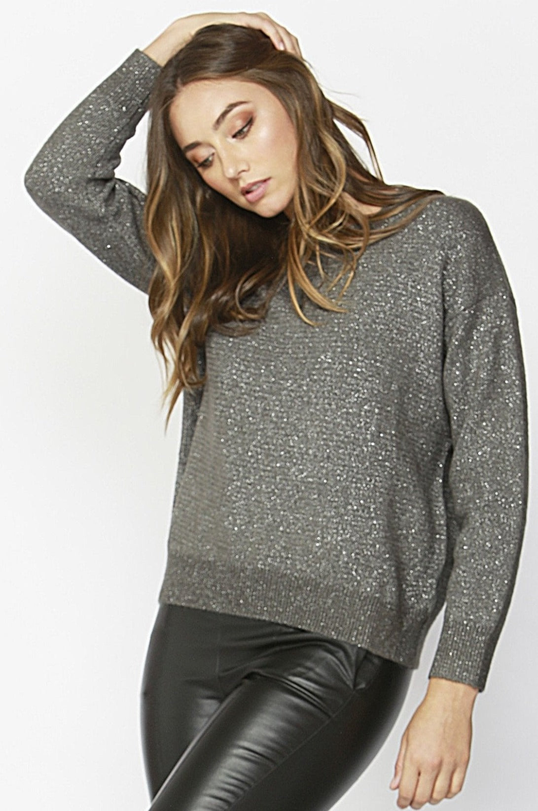 Sass Shimmer Down Jumper in Charcoal Grey - Hey Sara