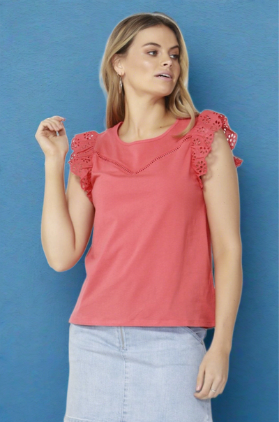 Sass Sweet Escape Lace Top in Watermelon