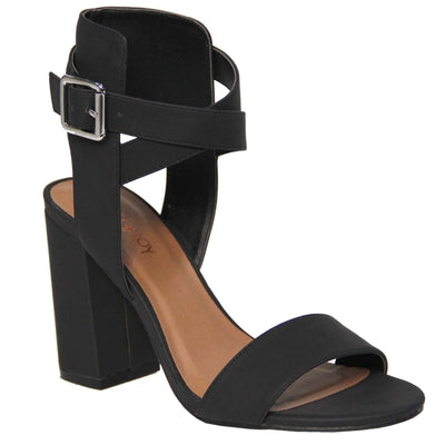 Therapy Collins Thick Strap Heel in Black Suede - Hey Sara