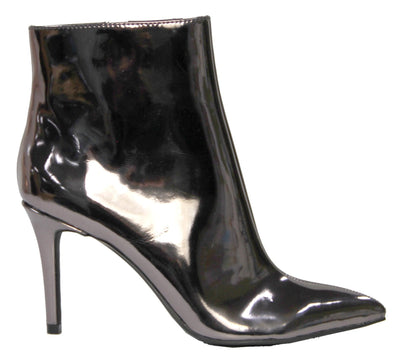 Therapy Nickel Mirror Metallic Stiletto Ankle Boots in Gunmetal - Hey Sara