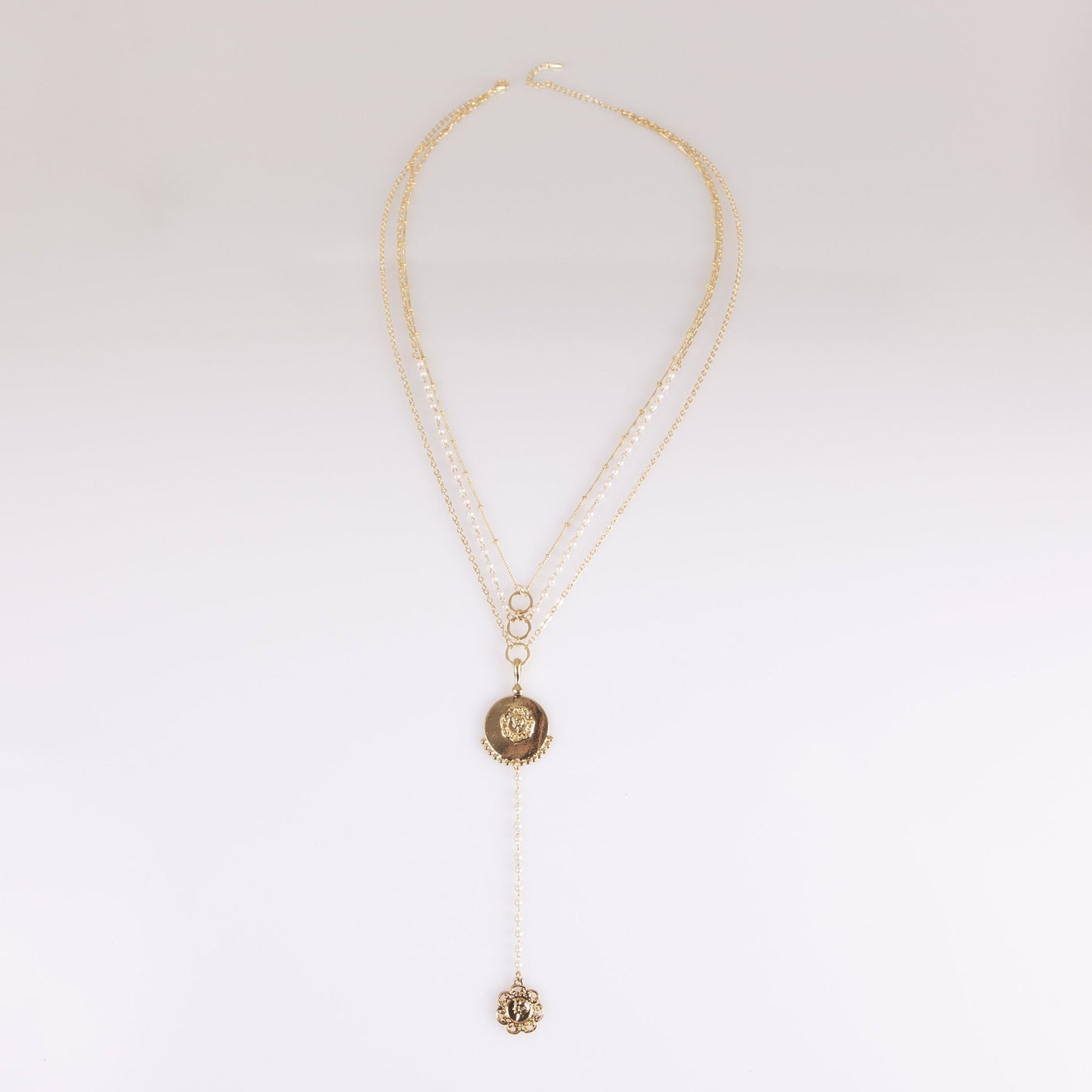 Angels Whisper Letitia Pearl Long Necklace in Gold - Hey Sara