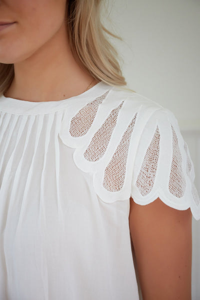 Ava Ruby Embroidered Top in White - Hey Sara