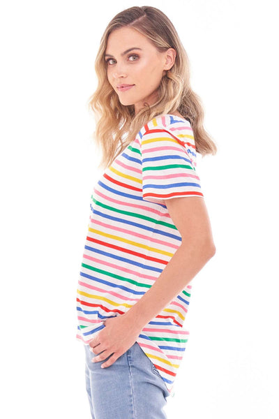 Betty Basics Ava Tee in Rainbow Stripe - Hey Sara