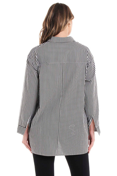 Betty Basics Cleo Shirt in Black Thick Stripe - Hey Sara