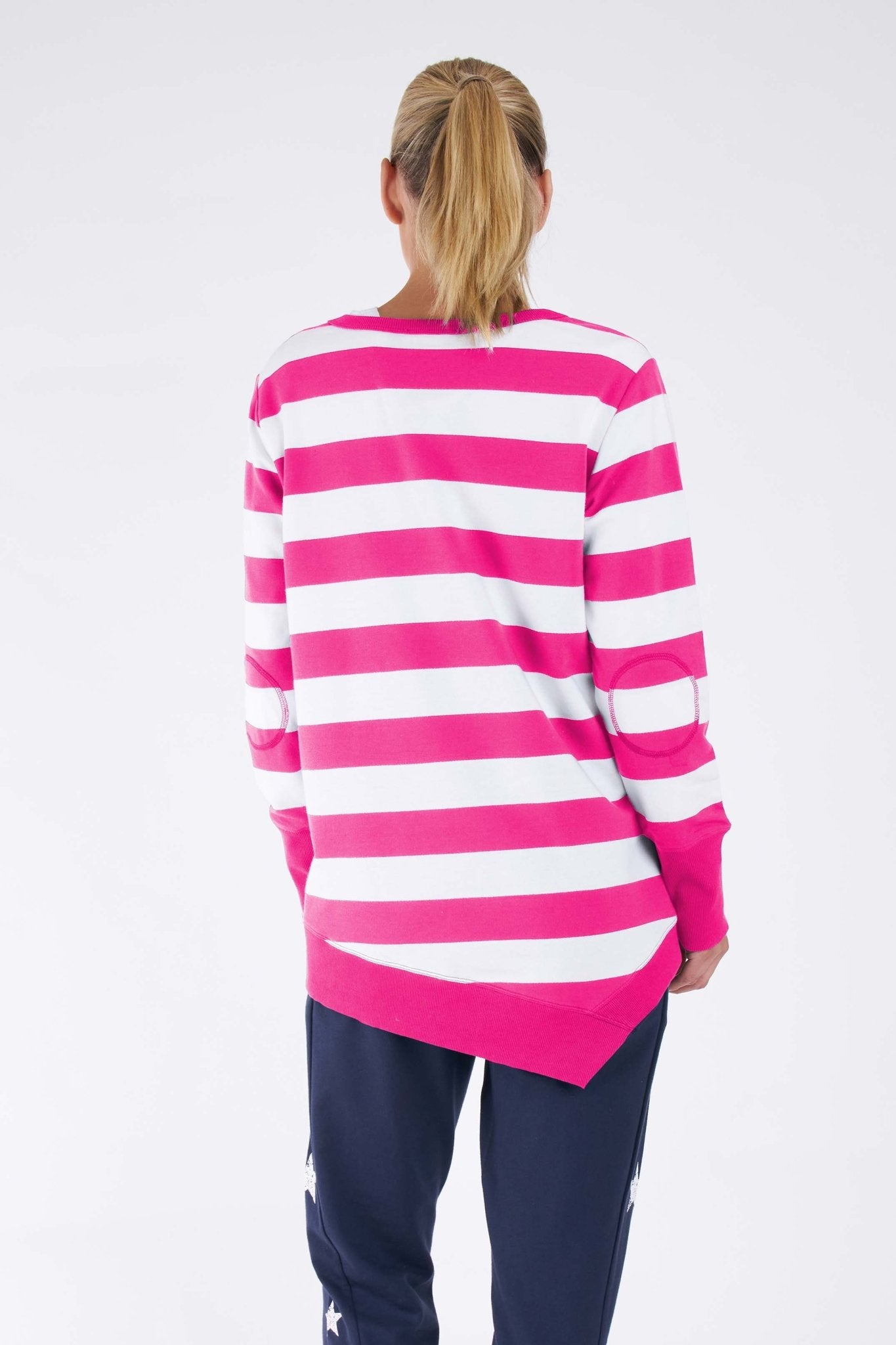 Betty Basics Dolly Sweater in Fuchsia White Stripe - Hey Sara