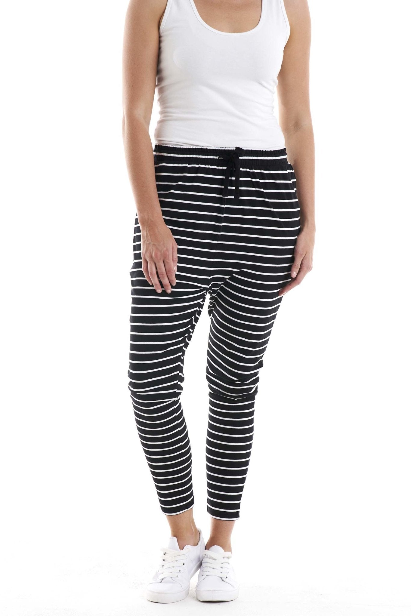 Betty Basics Jade Pant in Black with White Stripe - Hey Sara