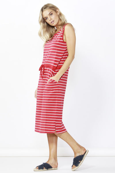 Betty Basics Jennifer Midi Dress in Red White Stripe Size 8, 12 or 16 Only - Hey Sara