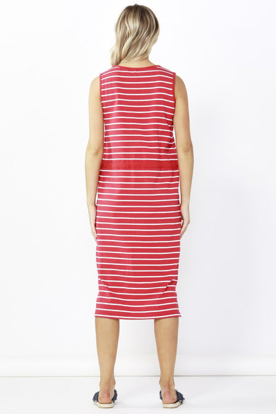 Betty Basics Jennifer Midi Dress in Red White Stripe Size 8, 12 or 16 Only - Hey Sara