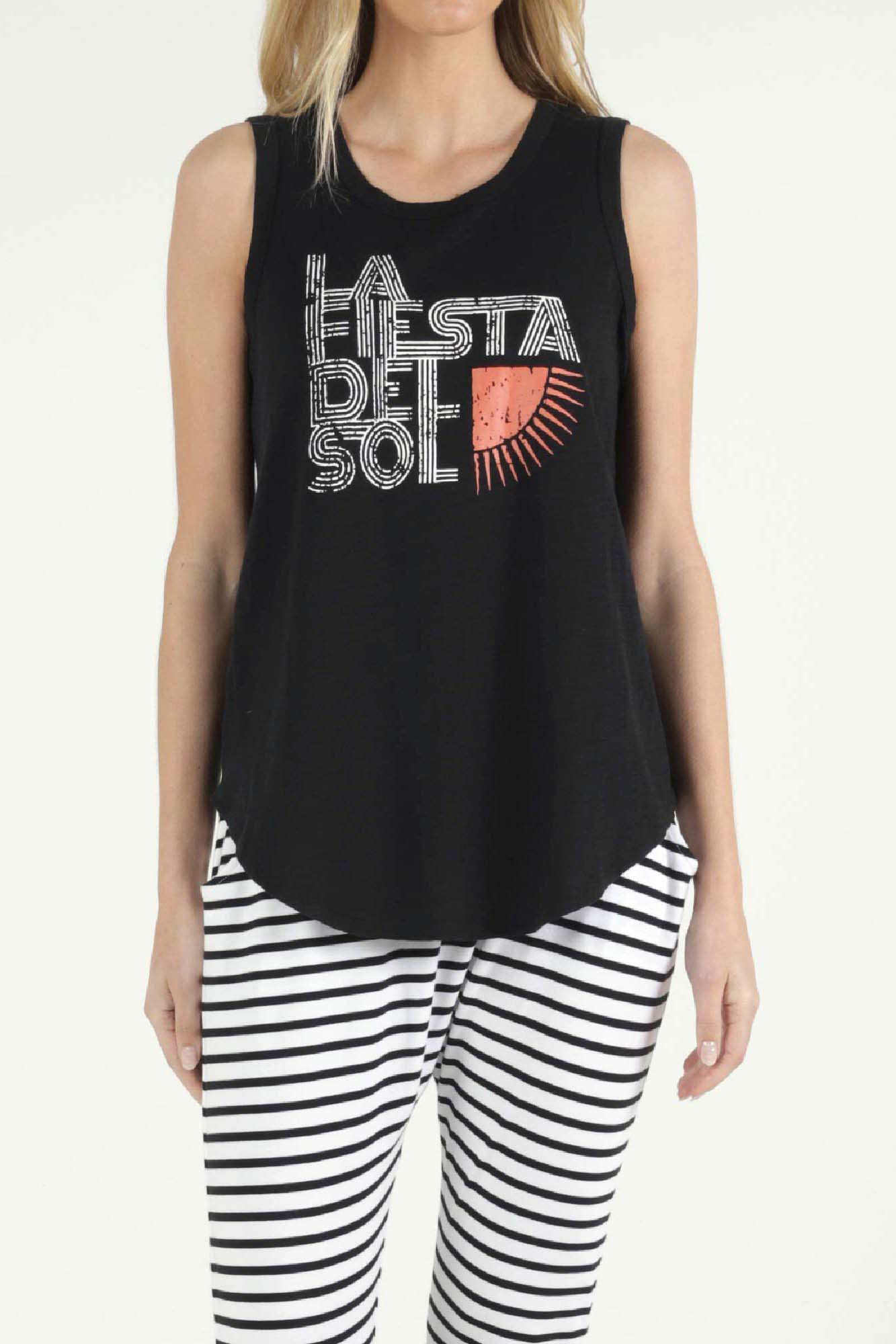 Betty Basics Keira Tank in Black with Fiesta Print - Hey Sara