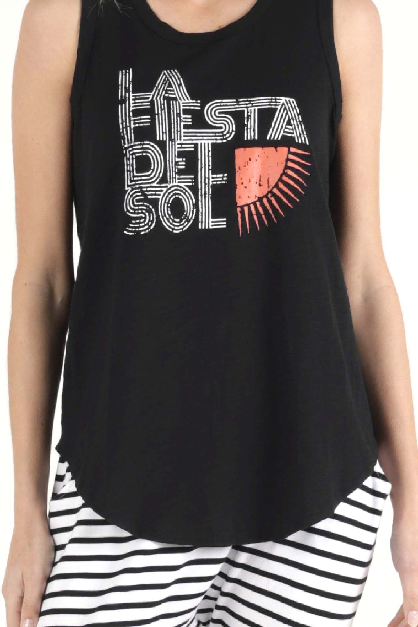Betty Basics Keira Tank in Black with Fiesta Print - Hey Sara