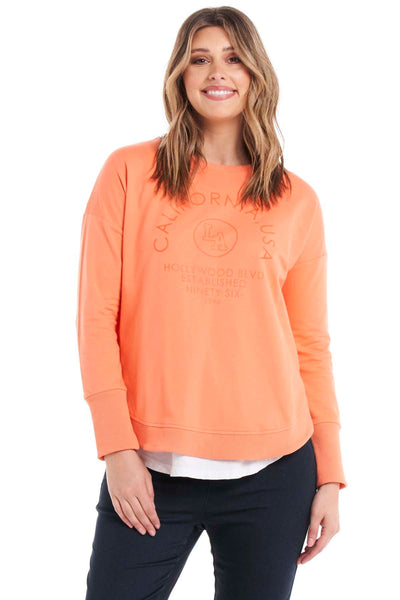 Betty Basics Lucy French Terry Sweater in Aperol Print - Hey Sara