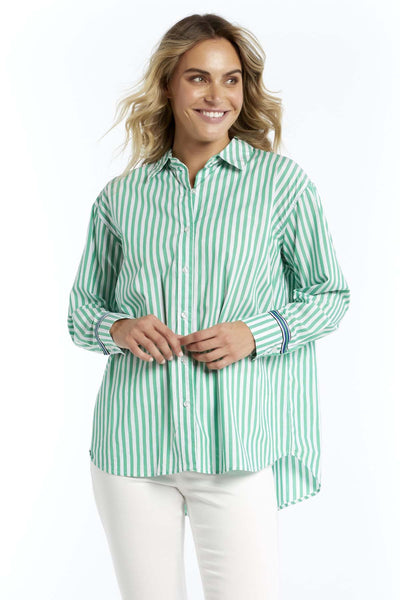 Betty Basics Scout Shirt in Green Stripe - Hey Sara