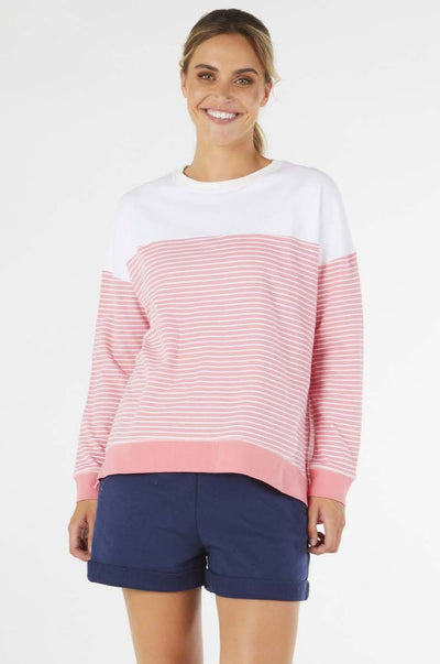 Betty Basics Sienna Sweater in Pink White Stripe - Hey Sara