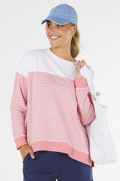Betty Basics Sienna Sweater in Pink White Stripe - Hey Sara
