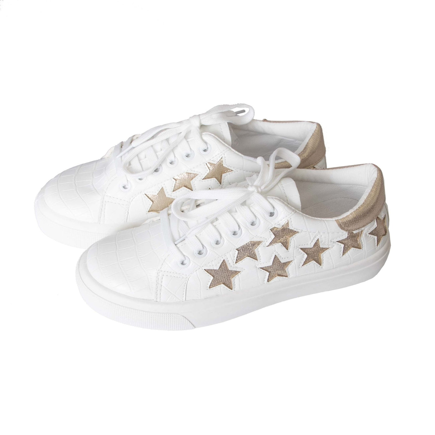 Betty Basics Star Struck Sneaker in White with Gold Stars - Hey Sara