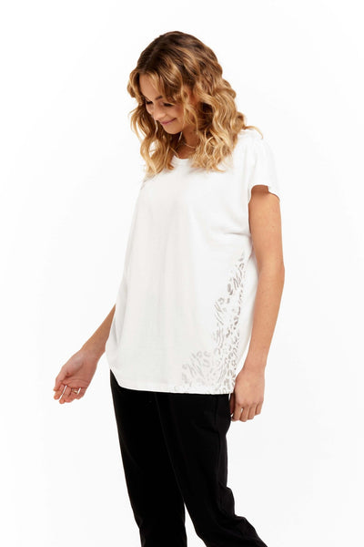 Betty Basics Tyra Top in White with Silver - Hey Sara