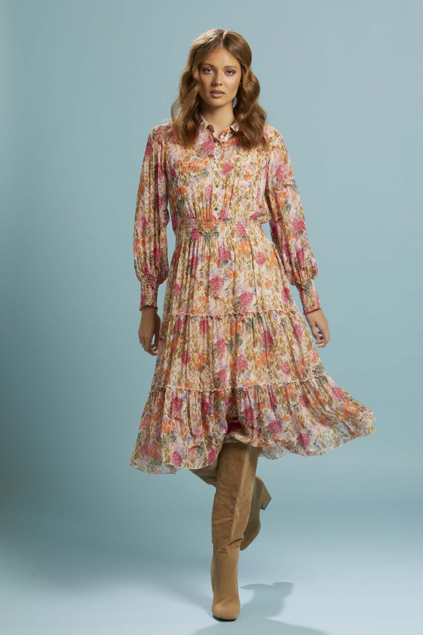 Fate + Becker Another Love Midi Shirt Dress in Vintage Floral - Hey Sara