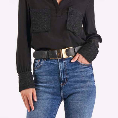 Fate + Becker Lovelines Belt in Black with Gold Buckle - Hey Sara