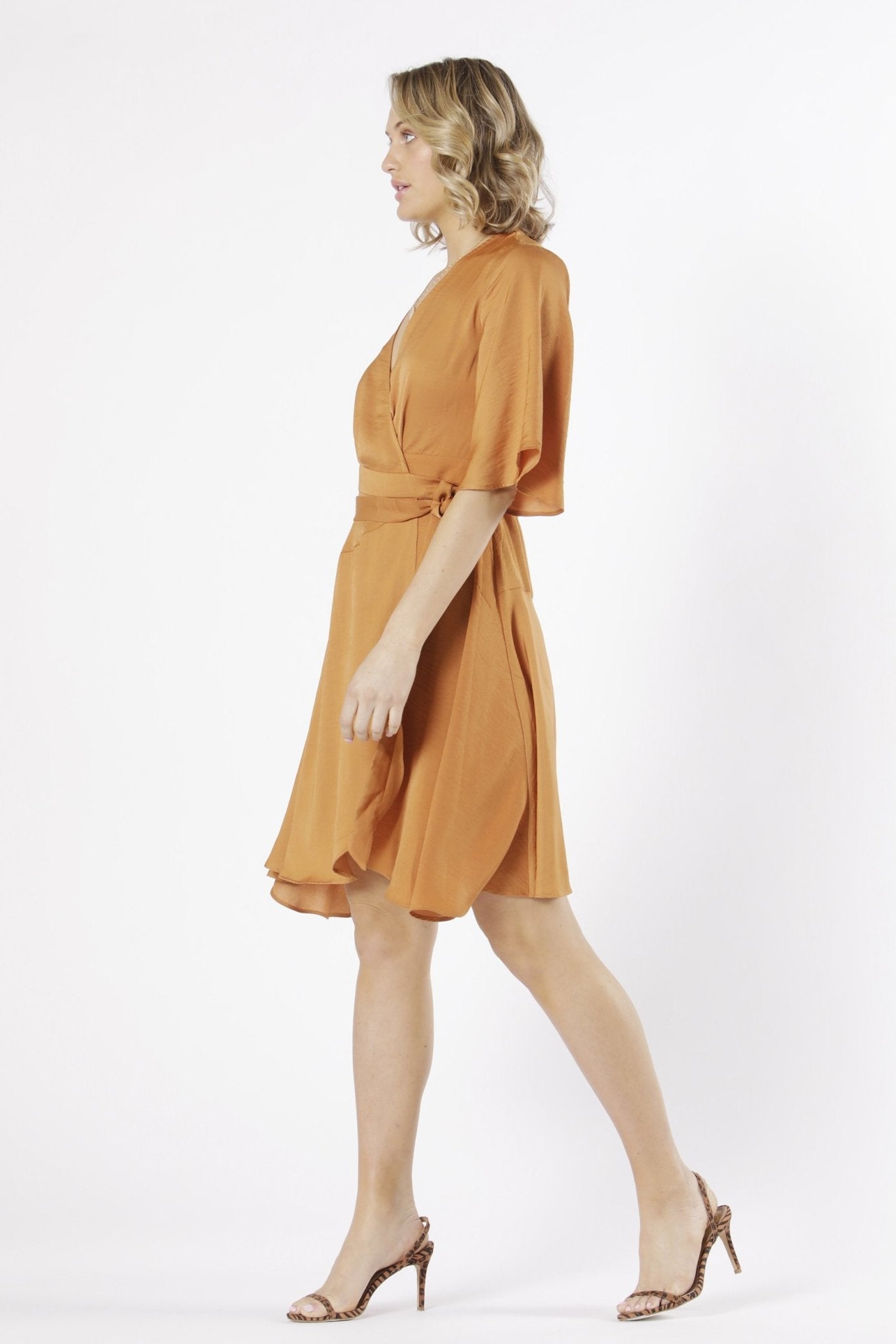Fate + Becker Mariella Wrap Dress in Apricot - Hey Sara