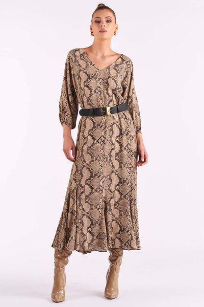 Fate + Becker Only Yesterday Dress in Snake Print - Hey Sara