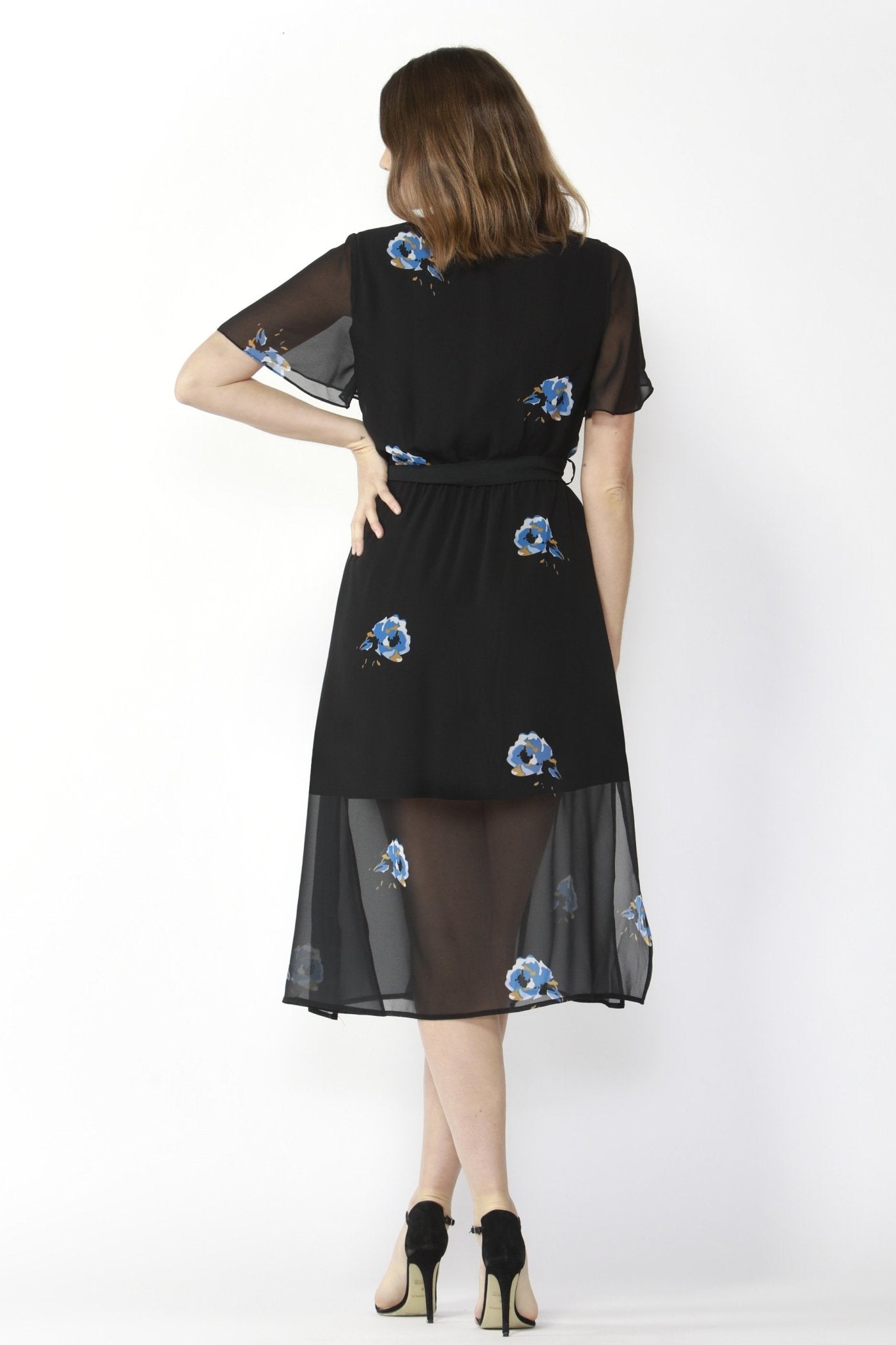 Fate + Becker Soho Midi Dress in Black with Floral - Hey Sara