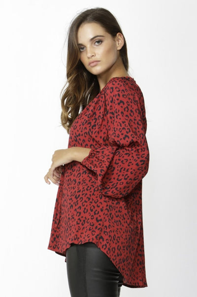 Fate + Becker Strong Enough Shirt in Red Leopard Print - Hey Sara