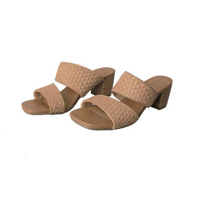 Human Shoes Abbe Leather Mid Heel in Natural Weave - Hey Sara