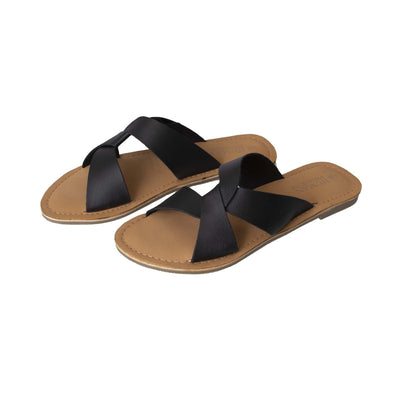 Human Shoes Chapel Leather Slide in Black - Hey Sara
