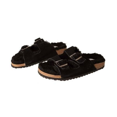 Human Shoes Luna Suede Leather Sandal in Black - Hey Sara