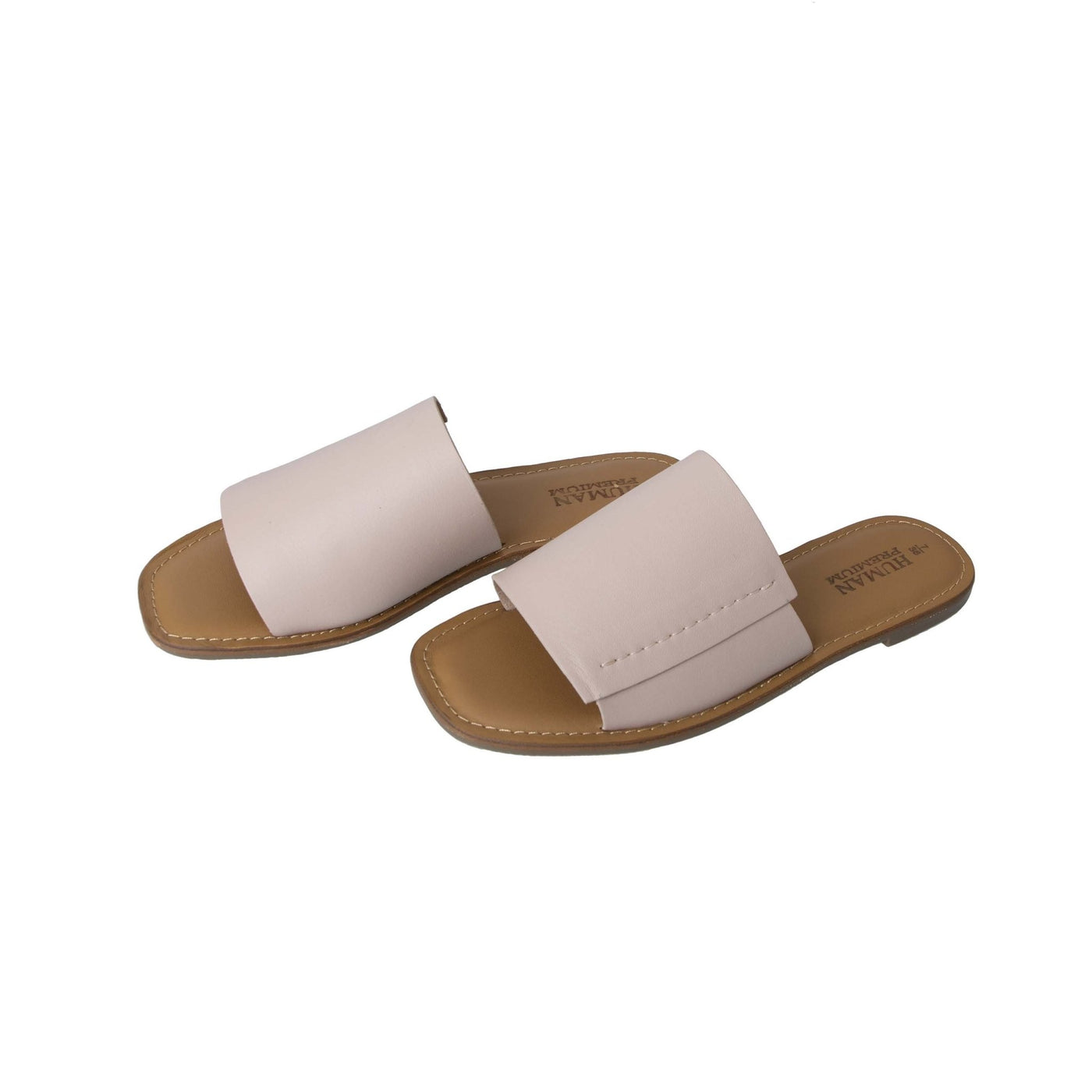 Human Shoes Oats Leather Slide in Blush - Hey Sara