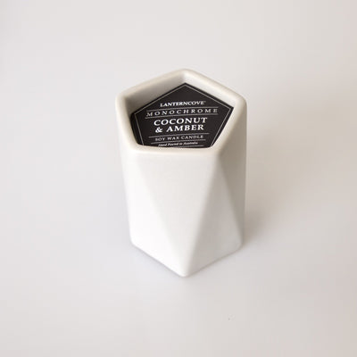 Lantern Cove Monochrome Grey Coconut and Amber 8oz Soy Candle - Hey Sara