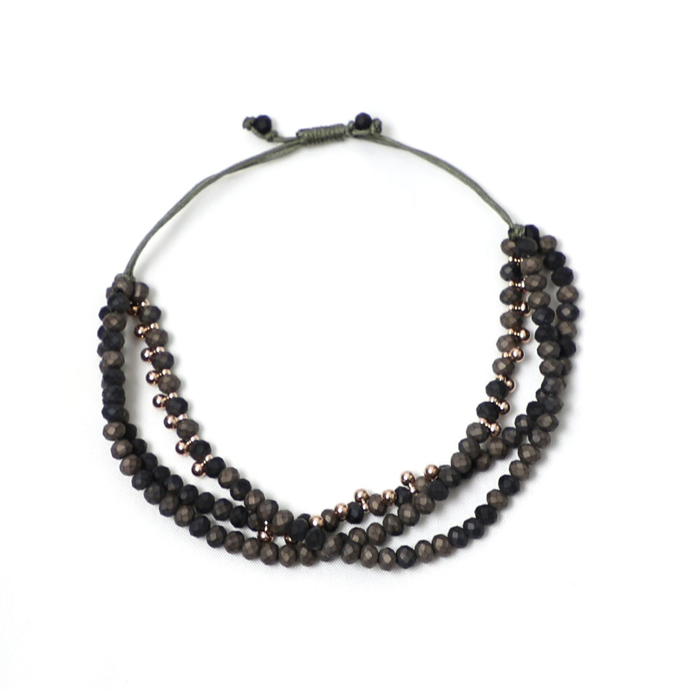 Olive and Tiger Glass Bead Bracelet in Brown/Black/Gold - Hey Sara