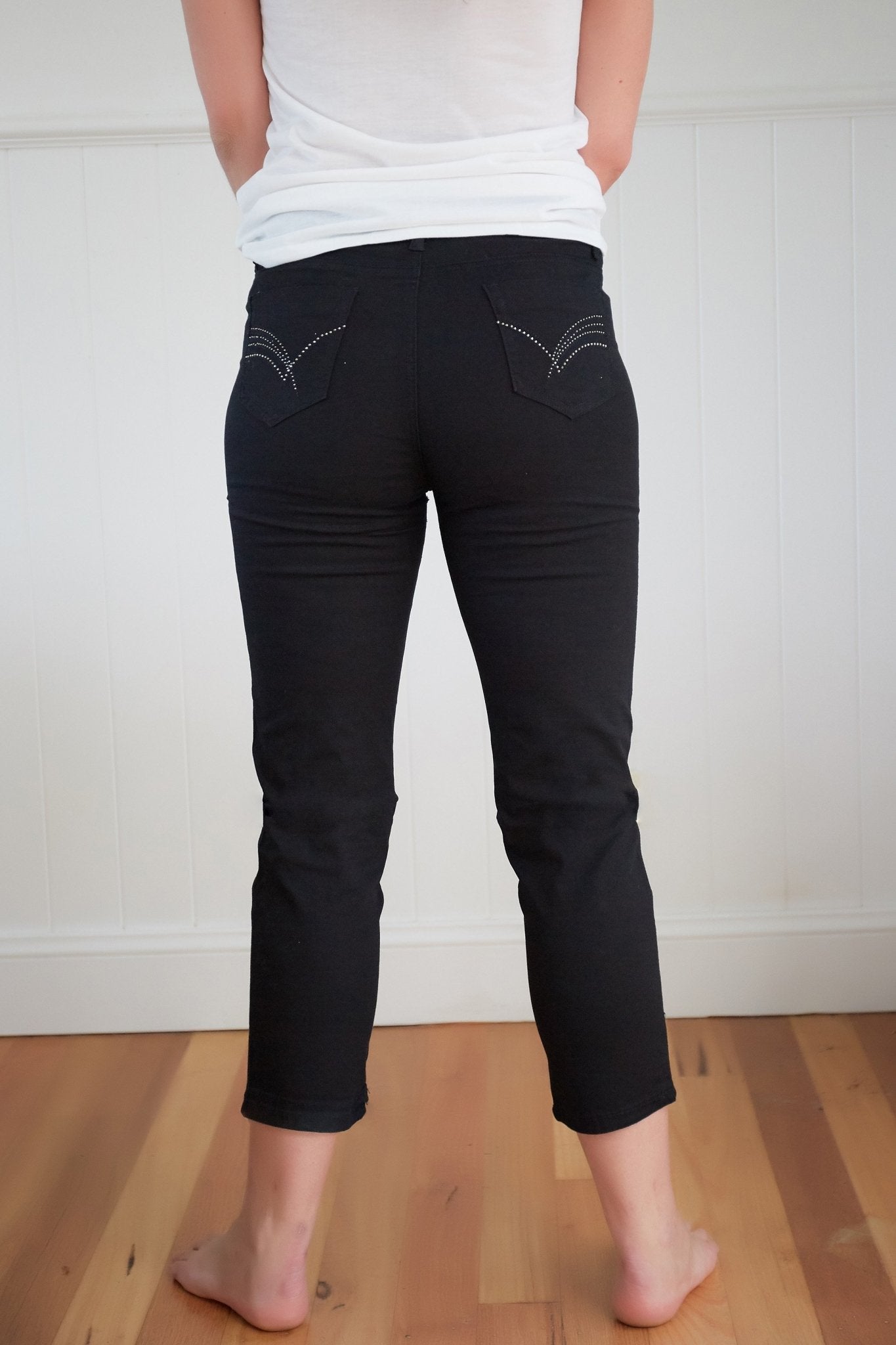 Promises Cotton Stretch Jeans with Diamantes in Black - Hey Sara