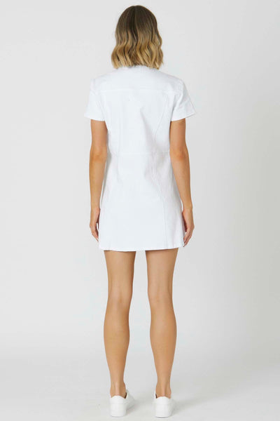 Sass Angie Denim Mini Dress in White - Hey Sara