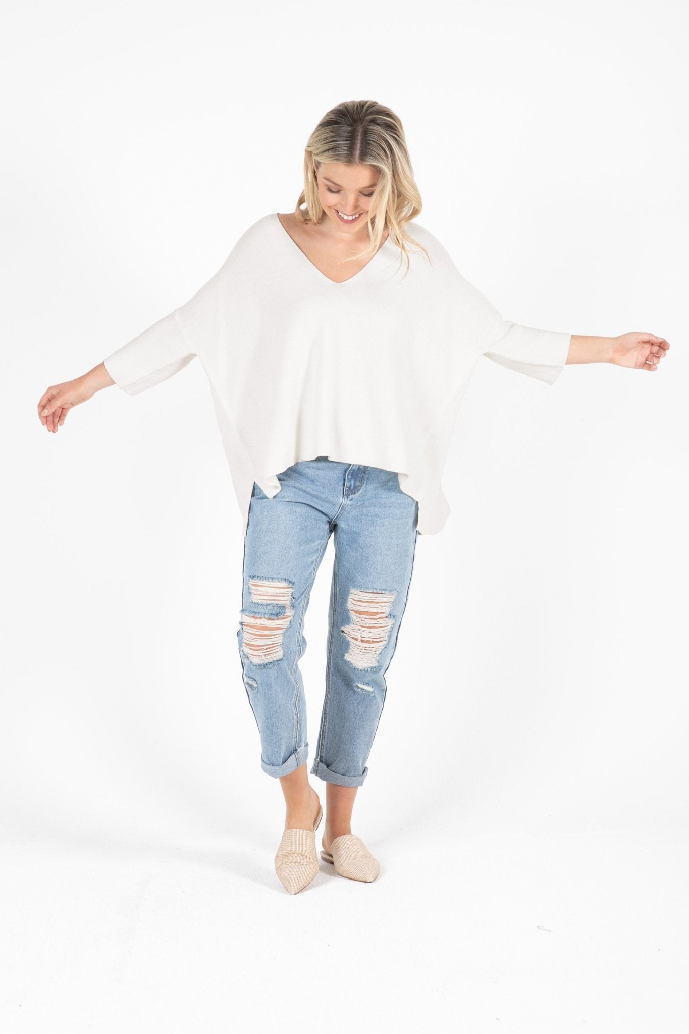 Sass Bodhi Baggy Knit in White - Hey Sara