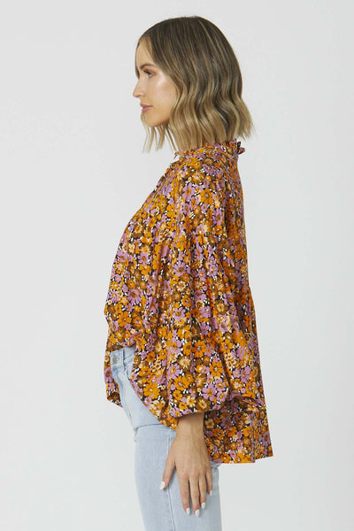 Sass Carmen Top in Toffee Floral - Hey Sara