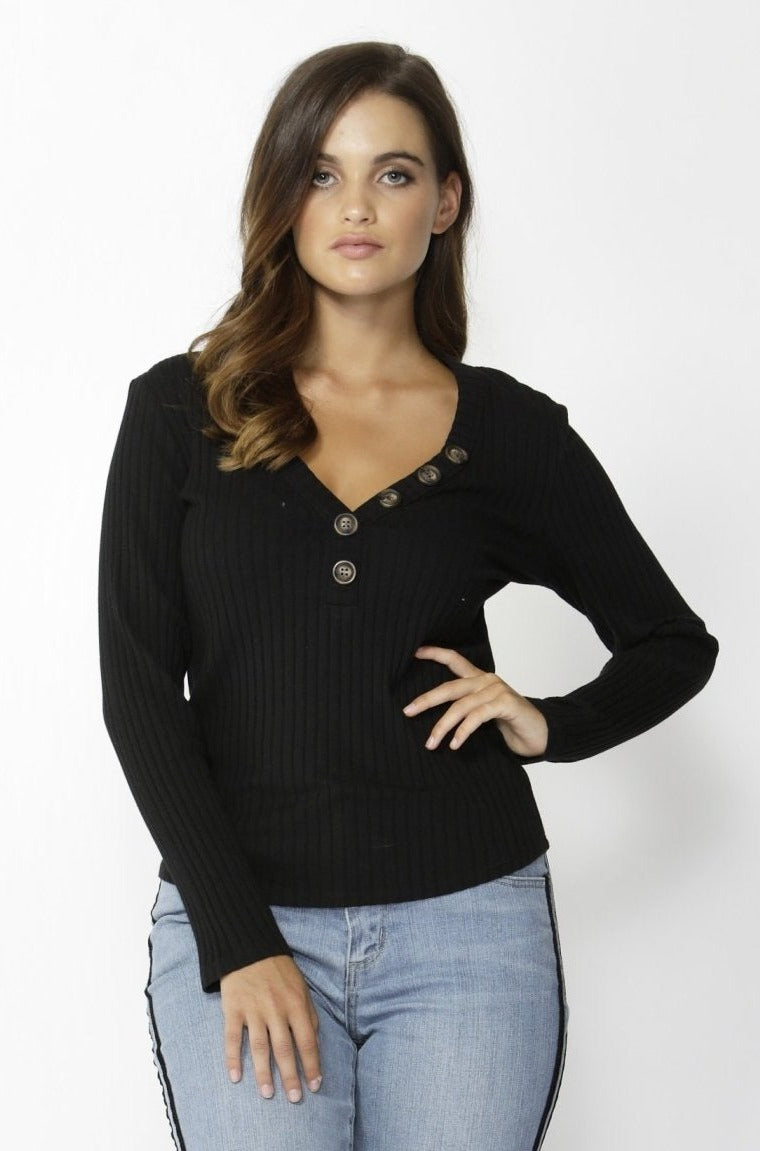 Sass Dream Chaser Button Top in Black Size 10 Only - Hey Sara