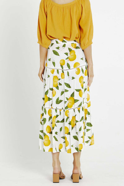 Sass Freya Midi Skirt in Oranges print - Hey Sara