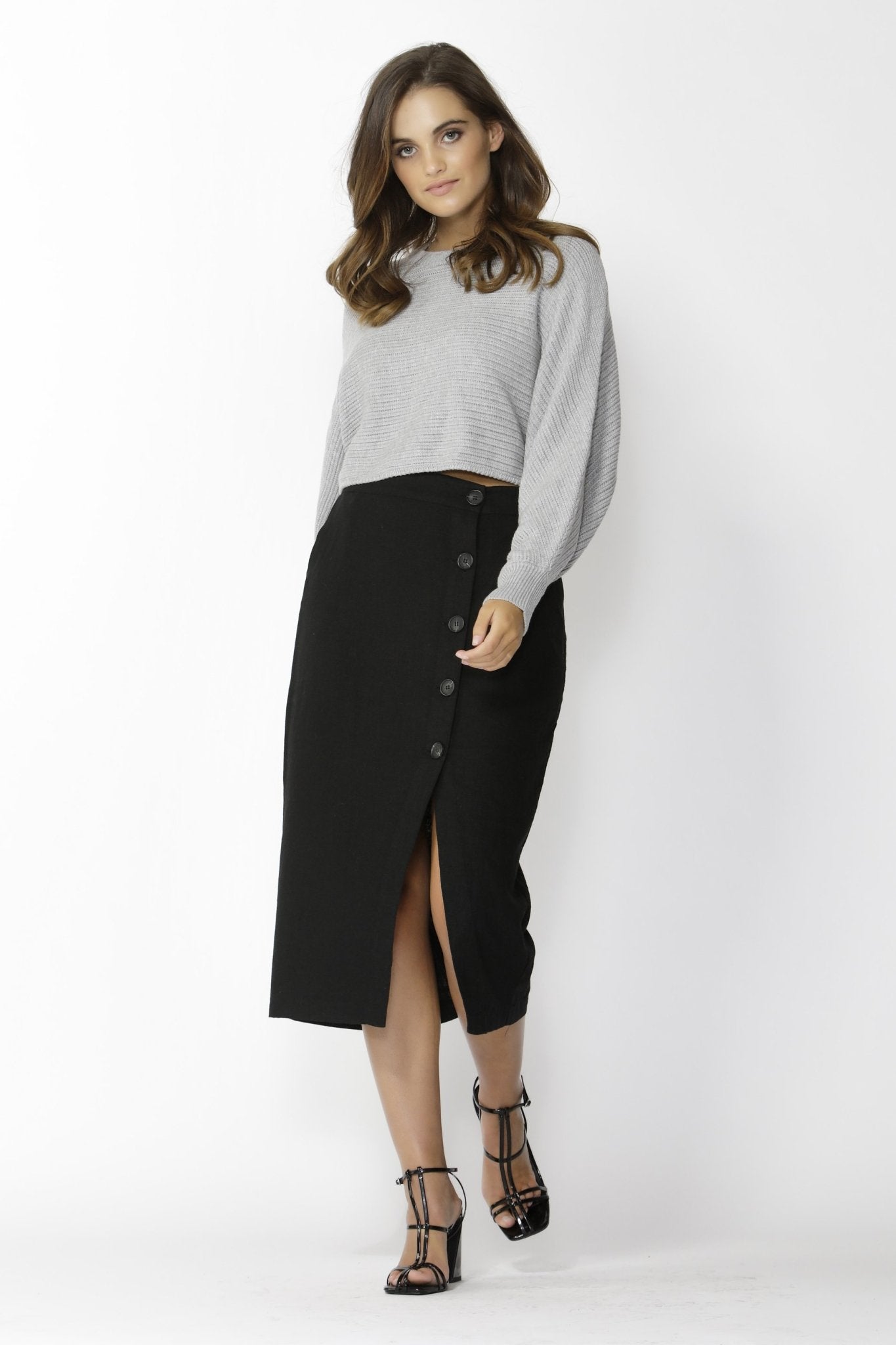 Sass Independence Cropped Knit in Grey Marle - Hey Sara