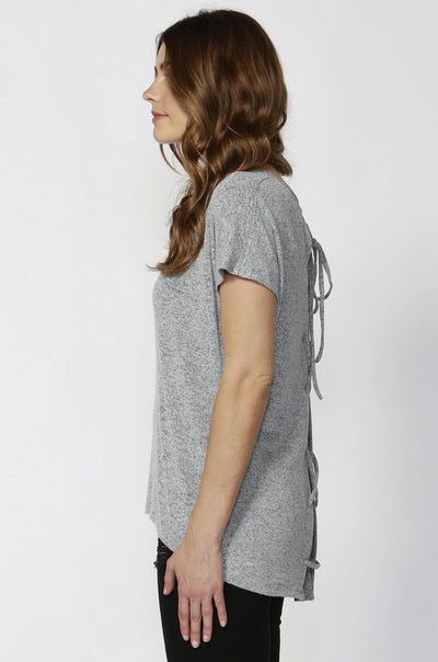 Sass James Adjustable Laced Back Top in Dove Grey - Hey Sara
